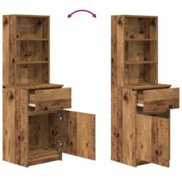 Berkfield Home Bedside Cabinet Old Wood 39x35x125 cm Engineered Wood - Size: 39 x 35 x 125 cm - thumbnail 9