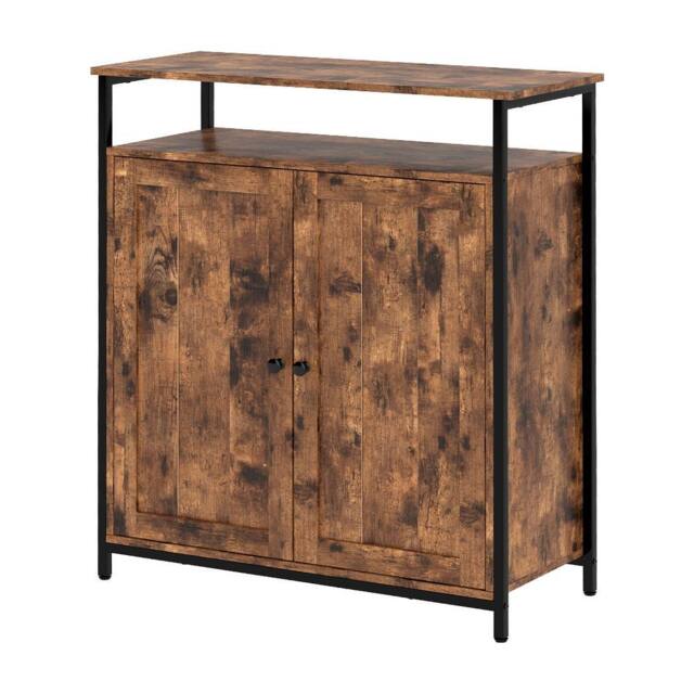 Levede Storage Cabinet Walnut 2 Doors Sideboard Adjustable Industrial Style - image 1