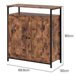 Levede Storage Cabinet Walnut 2 Doors Sideboard Adjustable Industrial Style - thumbnail 4