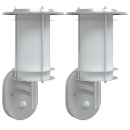 Berkfield Home Outdoor Wall Lights with Sensors 2pcs Silver Stainless Steel - thumbnail 2