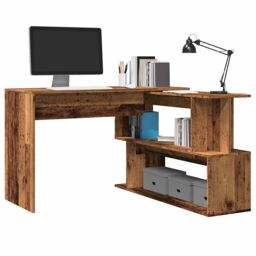 Berkfield Home Corner Desk Old Wood 200.5x50x76 cm Engineered Wood in Brown