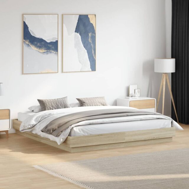 Berkfield Home Bed Frame without Mattress Sonoma Oak 200x200 cm in Brown - image 1