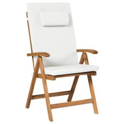 Wyld and Coco Set 2 Foldable Acacia Garden Chairs Off-White UV Resistant in Brown - thumbnail 3