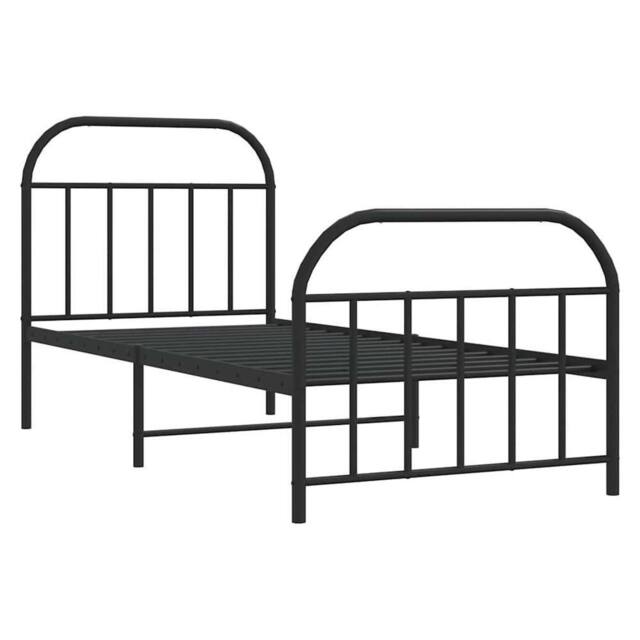 Berkfield Home Metal Bed Frame with Headboard & Footboard Black 90x190 cm Single - image 1