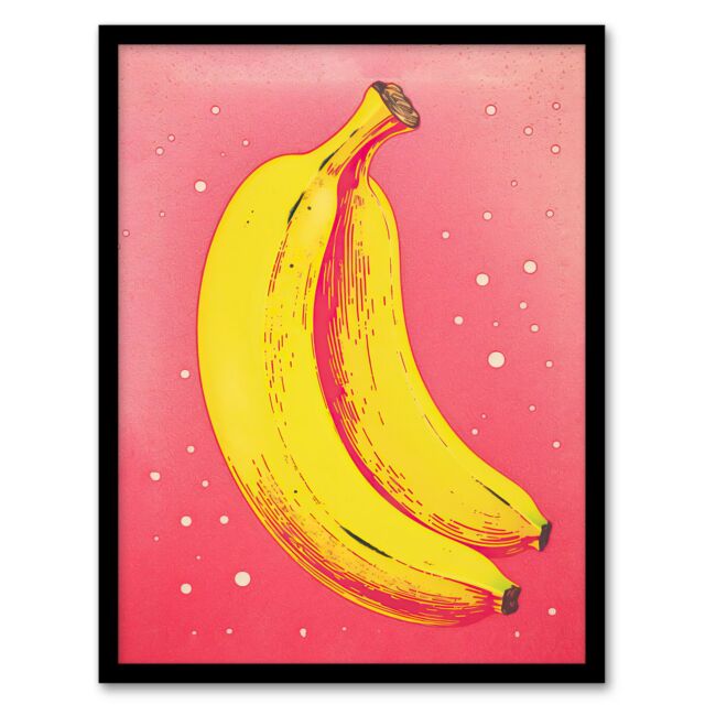 "Artery8 Simple Banana Minimal Kitchen Art Print Minimalist Interior Decor Art Print Framed Poster Wall Decor in Black - Size: W12"" x H16""" - image 1