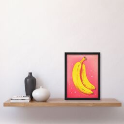 "Artery8 Simple Banana Minimal Kitchen Art Print Minimalist Interior Decor Art Print Framed Poster Wall Decor in Black - Size: W12"" x H16""" - thumbnail 4