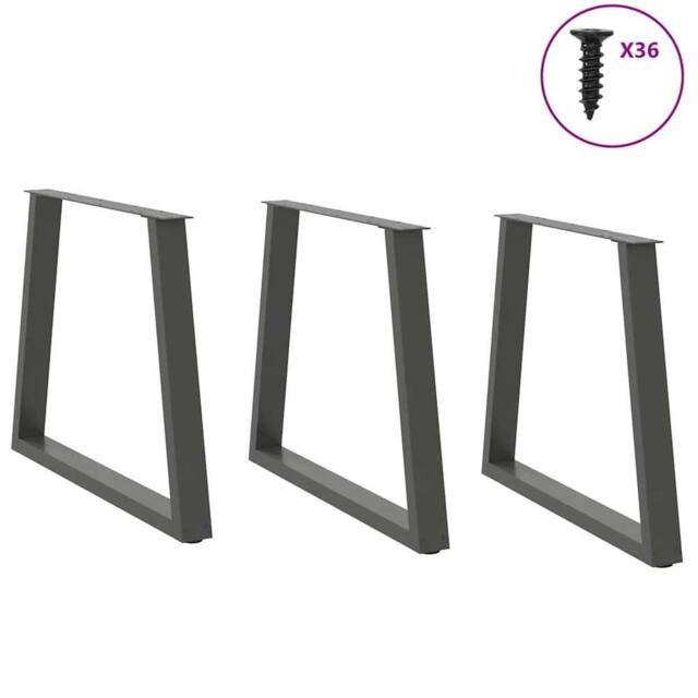 Berkfield Home Modern Dining Table Legs V-Shape 3 pcs Anthracite 70x(72-73.3) cm in Black - image 1
