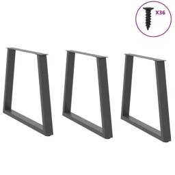Berkfield Home Modern Dining Table Legs V-Shape 3 pcs Anthracite 70x(72-73.3) cm in Black - thumbnail 1