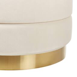 Wyld and Coco Set of 2 Storage Pouffes Beige Velvet with Gold Base - thumbnail 6
