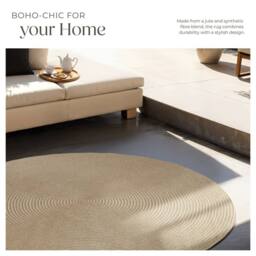tectake Rug Vibe Ø 160 Cm - Brown in Tan - Size: 160 cm diameter - thumbnail 4