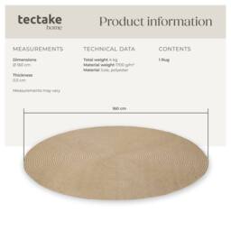 tectake Rug Vibe Ø 160 Cm - Brown in Tan - Size: 160 cm diameter - thumbnail 6