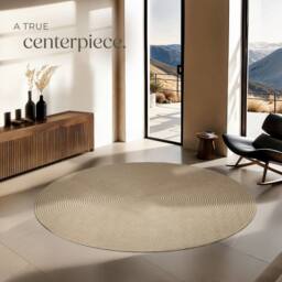 tectake Rug Vibe Ø 160 Cm - Brown in Tan - Size: 160 cm diameter - thumbnail 3