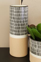 Orsina Large Striped Vase, Ceramic Vase For Indoor Plants, Elevate Home with large Floral Vase for Living Room in Natural - thumbnail 2