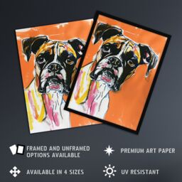 "Artery8 Boxer Dog Lover Modern Pet Portrait Orange Wall Art Print - Size: W12"" x H16""" - thumbnail 2