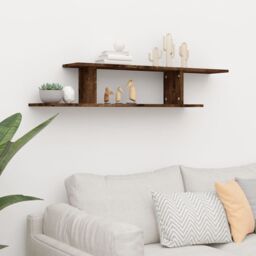 Berkfield Home Wall-Mounted TV Shelf Smoked Oak 125x18x23 cm Engineered Wood in Brown - Size: 125 x 18 x 23 cm - thumbnail 3