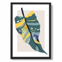 ARTZE Tropical Palm Teal & Green Mid Century Modern Framed Print SIZE: A4 with Black Frame - Size: A2 - thumbnail 1