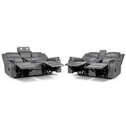 Furnishings For Less UK Orlando Grey Leather 3 Piece Electric Reclining Sofas 3 + 2 + 1 - thumbnail 7