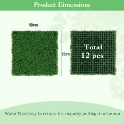Costway 12 Pcs Artificial Grass Wall Panels 50 x 50cm Faux Green Moss Panels - Size: 50 x 50 cm - thumbnail 2