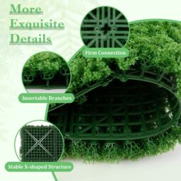 Costway 12 Pcs Artificial Grass Wall Panels 50 x 50cm Faux Green Moss Panels - Size: 50 x 50 cm - thumbnail 5
