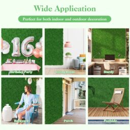 Costway 12 Pcs Artificial Grass Wall Panels 50 x 50cm Faux Green Moss Panels - Size: 50 x 50 cm - thumbnail 4
