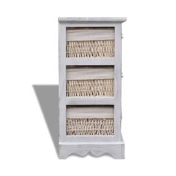 Berkfield Home Wooden Storage Rack 3 Weaving Baskets White - thumbnail 6
