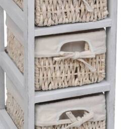 Berkfield Home Wooden Storage Rack 3 Weaving Baskets White - thumbnail 4