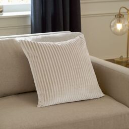 Paoletti Savoy Stripe Velvet Cushion in Ivory - Size: 50 cm x 50 cm - thumbnail 1