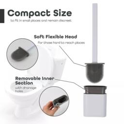 KORVIXA White Toilet Brush Cleaning Holder Base Set - thumbnail 3