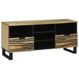 Berkfield Home TV Cabinet, 100x33.5x46 cm, made from solid mango wood in Beige - Size: 100x33.5x46 cm - thumbnail 2