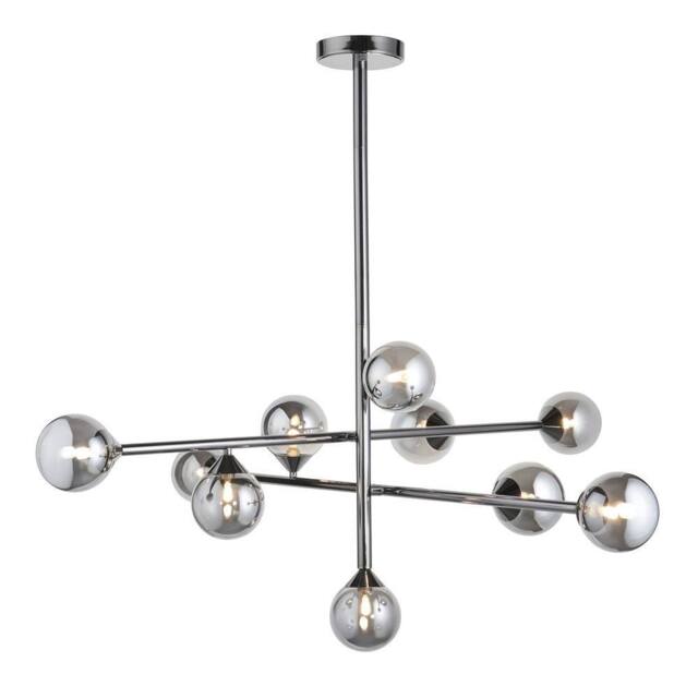 Netlighting Grosseto Multi Arm Pendant Black Chrome Smoked Mirror Glass 10x5W LED - image 1