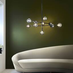 Netlighting Grosseto Multi Arm Pendant Black Chrome Smoked Mirror Glass 10x5W LED - thumbnail 2