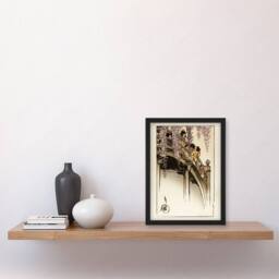 Artery8 Helen Hyde Children on The Moon Bridge at Kameido Framed Art Print - Size: A4 - thumbnail 4