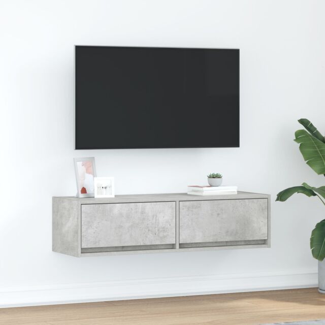 Berkfield Home TV Cabinet Concrete Grey Engineered Wood 100 x 31 x 25.5 cm - image 1