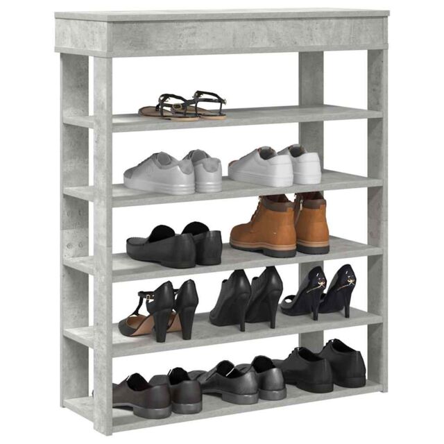 Berkfield Home Shoe Rack Concrete Oak 80x30x98 cm Engineered Wood in Grey - Size: 80 x 30 x 98 cm - image 1
