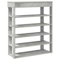 Berkfield Home Shoe Rack Concrete Oak 80x30x98 cm Engineered Wood in Grey - Size: 80 x 30 x 98 cm - thumbnail 2
