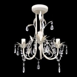 Berkfield Home Crystal Pendant Ceiling Lamp Chandeliers 4 pcs Elegant White - thumbnail 3