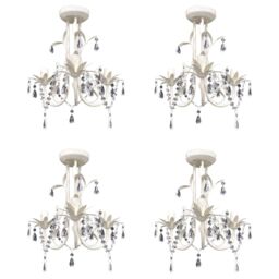 Berkfield Home Crystal Pendant Ceiling Lamp Chandeliers 4 pcs Elegant White - thumbnail 1