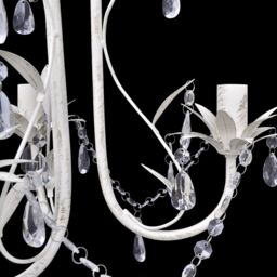 Berkfield Home Crystal Pendant Ceiling Lamp Chandeliers 4 pcs Elegant White - thumbnail 4