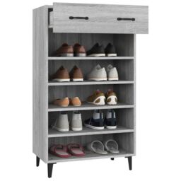 Berkfield Home Shoe Cabinet Grey Sonoma 60x35x105 cm Engineered Wood - Size: 60 x 35 x 105 cm - thumbnail 4