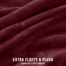 Pamposh Extra Large Flannel Fleece Blankets Reversible Cozy Bed & Sofa Throw in Burgundy - Size: Medium - thumbnail 5