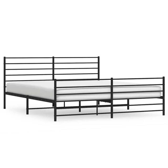 Berkfield Home Metal Bed Frame with Headboard & Footboard Black 193x203 cm - image 1