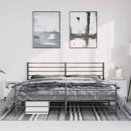 Berkfield Home Metal Bed Frame with Headboard & Footboard Black 193x203 cm - thumbnail 3