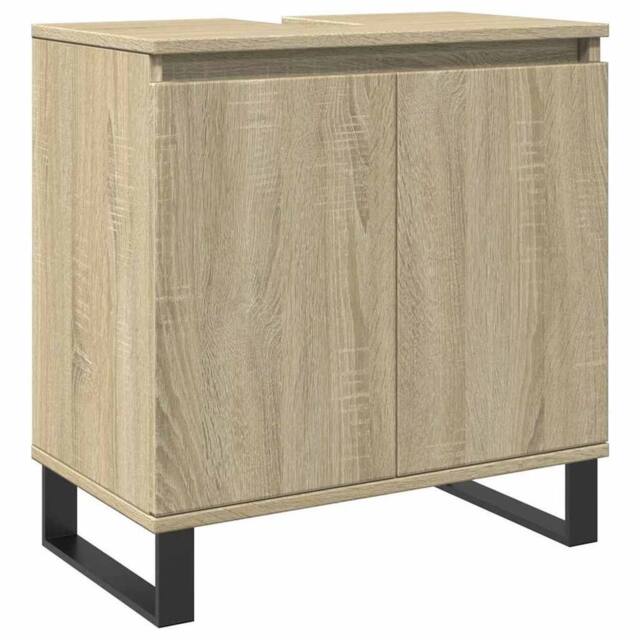 Berkfield Home Bathroom Cabinet Sonoma Oak 58x33x60 cm Engineered Wood in Light Tan - Size: 58 x 33 x 60 cm - image 1