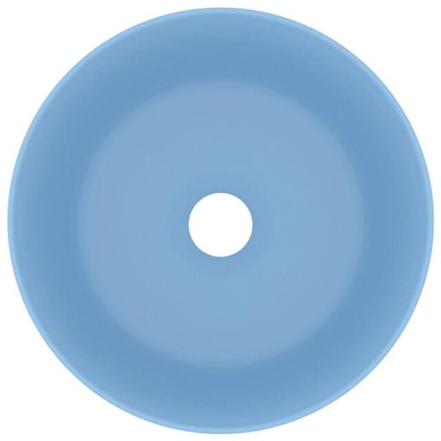 Berkfield Home Luxury Wash Basin Round Matt Light Blue 40x15 cm Ceramic - image 1