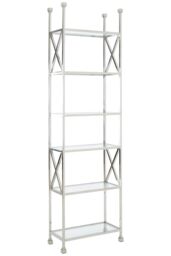 Orsina Silver Cross Design Bookshelf, Decorative Metallic Shelves, Storage Kid's Room Ladder Shelf, Corner Shelf Unit - thumbnail 2