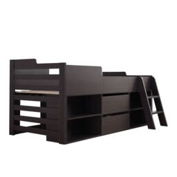 Matteo Cabin Bed Mid Sleeper Bed Frame Storage with Drawers Shelf Storage in Taupe - Size: Single - thumbnail 5