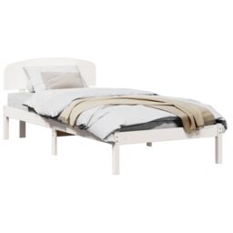 Berkfield Home Bed Frame with Headboard White 100x200 cm Solid Wood Pine - thumbnail 3