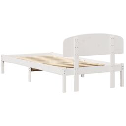 Berkfield Home Bed Frame with Headboard White 100x200 cm Solid Wood Pine - thumbnail 8
