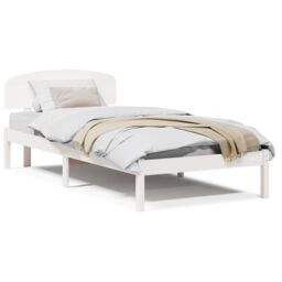 Berkfield Home Bed Frame with Headboard White 100x200 cm Solid Wood Pine - thumbnail 4