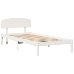 Berkfield Home Bed Frame with Headboard White 100x200 cm Solid Wood Pine - thumbnail 2